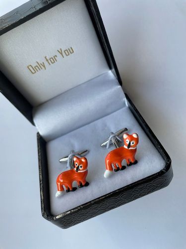 Spinki do mankietów EXC Rudy Lis Lisek Chytrusek z Kitą + Białe Etui Gratis na Arena.pl