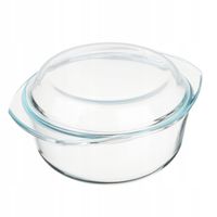 NACZYNIE ŻAROODPORNE OKRĄGŁE SZKLANE DO ZAPIEKANIA Z POKRYWĄ SZKŁO 1,5L