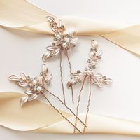 Komplet wsuwek do fryzury OZDOBY Ślub rose listki KOKONET 4-0149