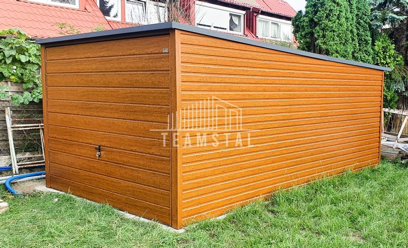GARAŻ BLASZANY 3m x 5m poziom - spad tył Brama uchylna - drewnopodobny TS213 3x5 zdjęcie 6