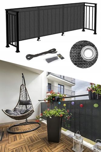 OSŁONA NA BALKON 95% GRAFITOWA NA TARAS PŁOT MATA BALKONOWA Z OKUCIAMI na Arena.pl
