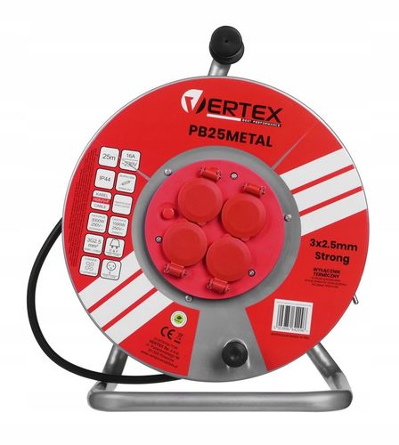 VERTEX PRZEDŁUŻACZ BĘBEN 25m 3x2,5mm na Arena.pl