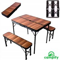 Campify Stół + 2 Ławki Składane | Zestaw Biwakowy Turystyczny Do Namiotu