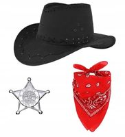 ZESTAW KOWBOJA SZERYFA PRZEBRANIE KAPELUSZ GWIAZDA BANDANA