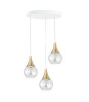 Lampa wisząca 3xE27 LACRIMA CLEAR WHITE/GOLD