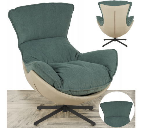 Fotel obrotowy z poduszką JASPER zielony wygodny wypoczynkowy salon na Arena.pl