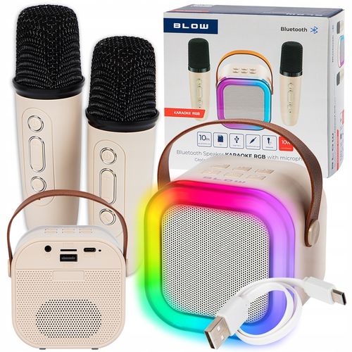 PRZENOŚNY GŁOŚNIK KARAOKE RGB 2 MIKROFONY USB SD MINI JACK BLUETOOTH na Arena.pl