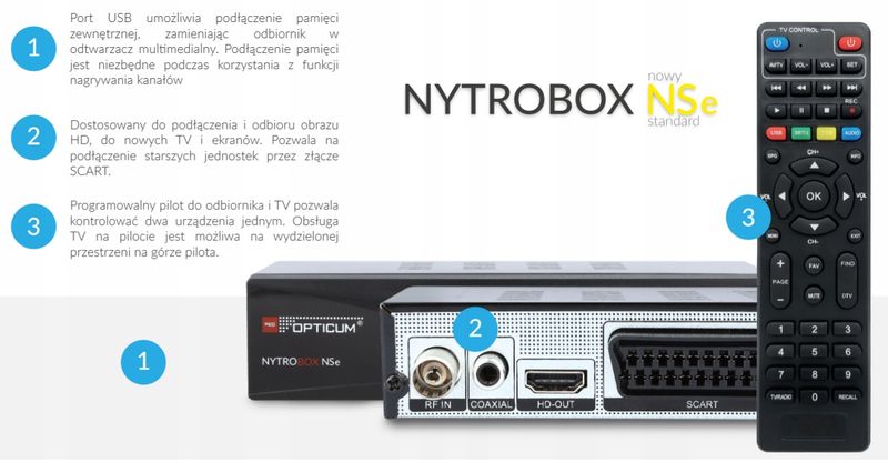 TUNER DVB-T2 OPTICUM NYTROBOX NSe H.265 zdjęcie 3