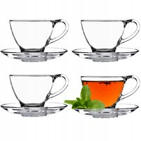 FILIŻANKI ZE SPODKIEM DO KAWY HERBATY 200ml 4szt.