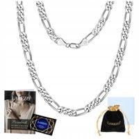 Łańcuszek Srebrny Męski Splot Figaro 60 cm Pełny Mocny Włoski Łańcuch 4 mm