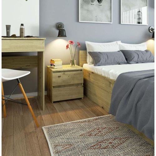 Szafka nocna, STILO, 2 szuflady, 40x35x40 cm, dąb artisan, mat | TYLETEGOTU na Arena.pl