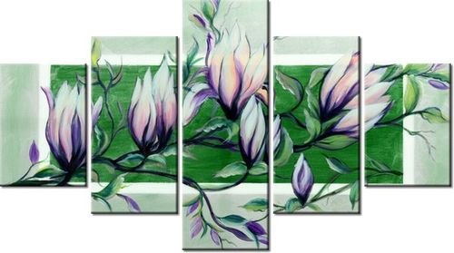 75CM 120 OBRAZ 5 ELEM SŁODYCZ MAGNOLII ZIELENI ŚCIENNY DRUK na Arena.pl