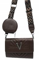 Victoria J. - torebka listonoszka przeszycia pasek BOHO ciemny brąz VJ-944