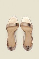 Nia Champagne Gold Leather Barely There High Heel Sandal (9cm Heel) r39