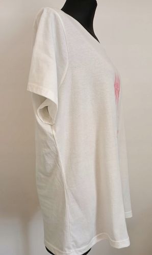 Bluzka MODNA z nadrukiem koszulka bawełna biała z różem t-shirt 2XL na Arena.pl
