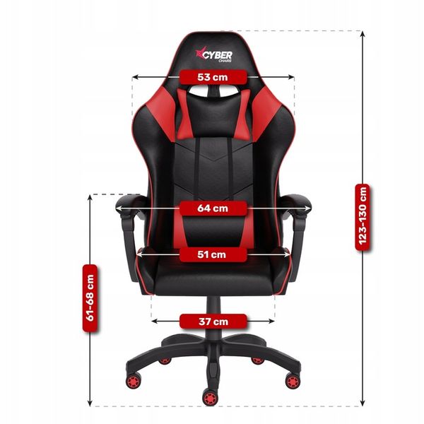 FOTEL GAMINGOWY CYBER CHAIRS X-LOGIC RED - BIUROWY zdjęcie 9