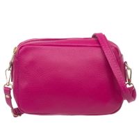 VERA PELLE torebka skórzana listonoszka z paskiem na ramię V486 fuksja
