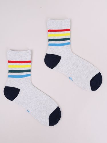 Skarpety chłopięce długie bawełniane kolorowe paski 3PAK 27-30 YOCLUB na Arena.pl