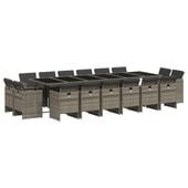 17-cz. zestaw mebli ogrodowych z poduszkami, szary, rattan PE