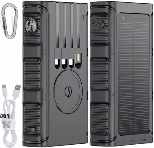 POWERBANK ŁADOWARKA SOLARNY INDUKCJA 36000mAh 8xUSB LATARKA 2x LED USB-C PD na Arena.pl