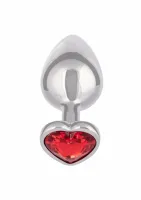 jewel large ruby heart plug metalowy z kryształem serce 7,6 cm