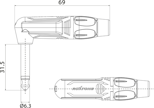 Wtyk typu Jack 6.3mm mono Roxtone RJ2RP-BG na Arena.pl