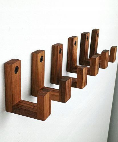 Drewniany Haczyk na Ubrania Garderoby Ścienny na Torebki Naturalny Orzech na Arena.pl