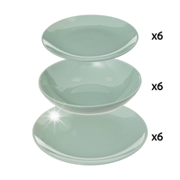 ZESTAW OBIADOWY TALERZY DLA 6 OSÓB MIĘTOWY CERAMICZNY COLORAMA 18 elementów