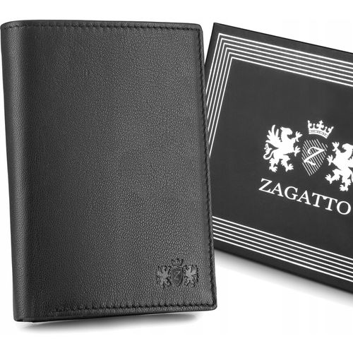 Zagatto Portfel Skórzany Naturalny Czarny ZG-N4-F2 Męski na Arena.pl