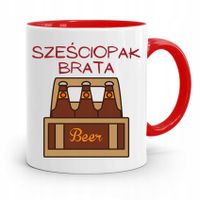 Kubek Czerwony Prezent Dla Brata Sześciopak Brata Z Nadrukiem Ze Zdjęciem