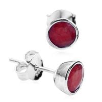 srebrne kolczyki z rubinami -  kdr4394
