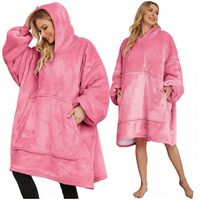 KOCOBLUZA MIĘKKA GRUBA KOC BLUZA Z KAPTUREM 2w1 RÓŻOWA OVERSIZE FUTRZAK