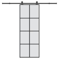 Drzwi przesuwne z osprzętem, szkło ESG i aluminium, 76x205 cm