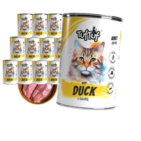 MOKRA KARMA DLA KOTA TufTuf  Puszka mielonka z kaczką ZESTAW 12x400g