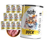 MOKRA KARMA DLA KOTA TufTuf  Puszka mielonka z kaczką ZESTAW 12x400g