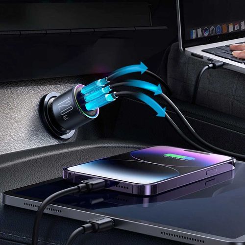 JOYROOM ŁADOWARKA SAMOCHODOWA 120W 2xUSB-C USB-A + KABEL USB-C 100W QC PD na Arena.pl