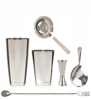 BAREQ Set barmański stalowy BAR PROFESSIONAL Shaker Mieszadło Sito Miarka