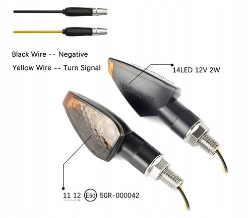 Kierunkowskazy motocyklowe czarne dymione 14 diod LED 4 sztuki na Arena.pl