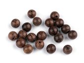 KORALIKI DREWNIANE RĘKODZIEŁO BIŻUTERIA HANDMADE NATURALNY CIEMNY 8MM 10SZT