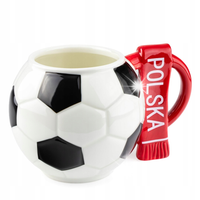 Kubek piłka z szalikiem - Polska - prezent dla kibica - XXL 700 ml