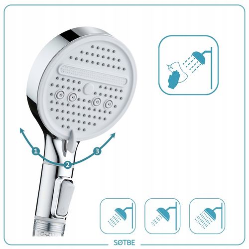 Słuchawka natryskowa pod prysznic DUŻA SOLIDNA start stop filtr kamienny na Arena.pl