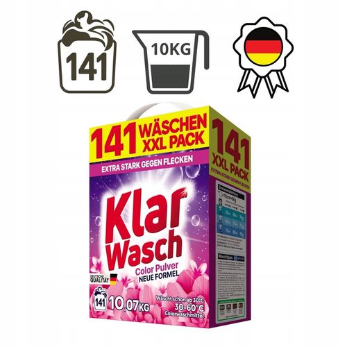 PROSZEK DO PRANIA KLAR WASCH KOLOR 10KG OPAKOWANIE XXL 141 PRAŃ na Arena.pl
