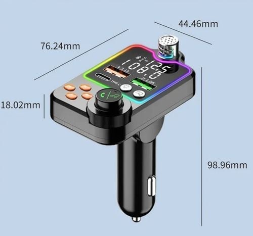 TRANSMITER FM ZESTAW GŁOŚNOMÓWIĄCY BT 5.0 ŁADOWANIE QC 3x USB PD RGB na Arena.pl