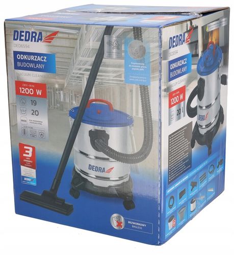 ODKURZACZ PRZEMYSŁOWY DEDRA 1200W 20L Gips Gruz Popiół Dmuchawa na Arena.pl