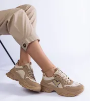 Brązowe sneakersy na platformie z serduszkiem Martineza 39