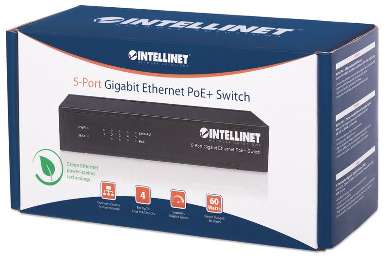 INTELLINET SWITCH GIGA 5X POE+ DESKTOP 561228 zdjęcie 6