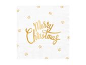 Serwetki, Merry Christmas, białe, 33 cm x 33 cm, 10 szt.