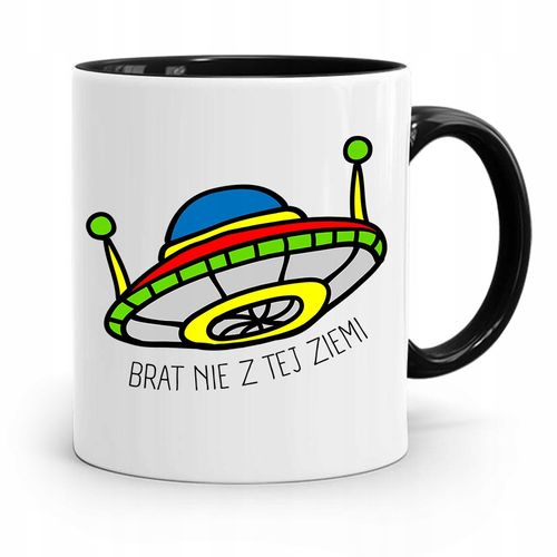Kubek Czarny Prezent Dla Brata Nie Z Tej Ziemi Z Nadrukiem Ze Zdjęciem na Arena.pl