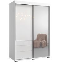 Szafa przesuwna z lustrem Torino 2D1L 140 Biała (lacobel)