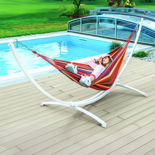 Stelaż na hamak biały 2w1 + hamak + krzesło brazylijskie na Arena.pl